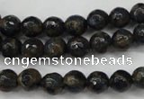 CGO172 15.5 inches 8mm faceted round gold blue color stone beads