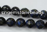 CGO174 15.5 inches 12mm faceted round gold blue color stone beads