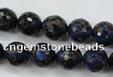 CGO176 15.5 inches 16mm faceted round gold blue color stone beads