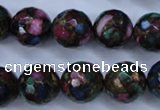 CGO18 15.5 inches 18mm faceted round gold multi-color stone beads