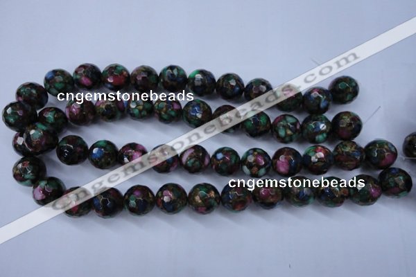 CGO18 15.5 inches 18mm faceted round gold multi-color stone beads
