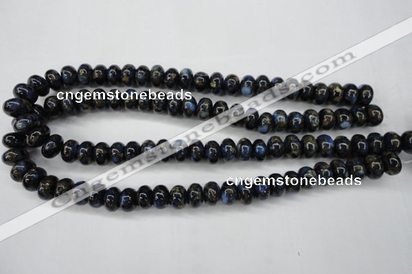 CGO182 15.5 inches 8*12mm rondelle gold blue color stone beads