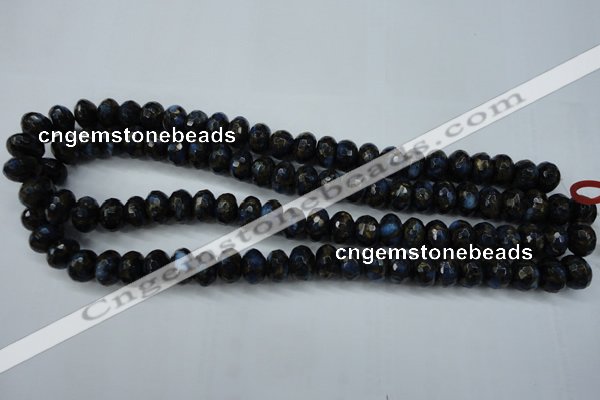 CGO185 15.5 inches 8*12mm faceted rondelle gold blue color stone beads