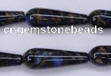 CGO189 15.5 inches 10*30mm teardrop gold blue color stone beads