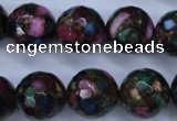 CGO19 15.5 inches 20mm faceted round gold multi-color stone beads