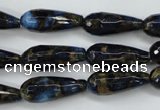 CGO195 15.5 inches 12*40mm faceted teardrop gold blue color stone beads