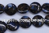 CGO201 15.5 inches 14mm flat round gold blue color stone beads