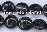 CGO202 15.5 inches 16mm flat round gold blue color stone beads