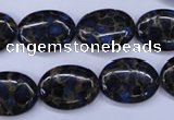 CGO206 15.5 inches 10*14mm oval gold blue color stone beads