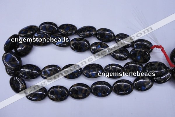 CGO206 15.5 inches 10*14mm oval gold blue color stone beads