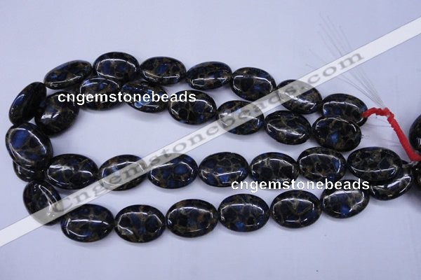 CGO209 15.5 inches 15*20mm oval gold blue color stone beads