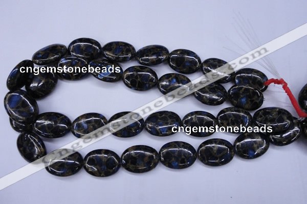 CGO210 15.5 inches 18*25mm oval gold blue color stone beads