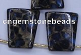 CGO215 Top-drilled 22*28mm trapezoid gold blue color stone beads