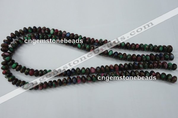 CGO22 15.5 inches 8*12mm rondelle gold multi-color stone beads