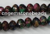 CGO25 15.5 inches 8*12mm faceted rondelle gold multi-color stone beads