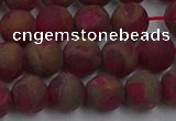 CGO252 15.5 inches 8mm round matte gold multi-color stone beads