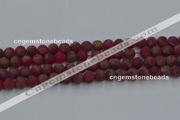 CGO253 15.5 inches 10mm round matte gold multi-color stone beads