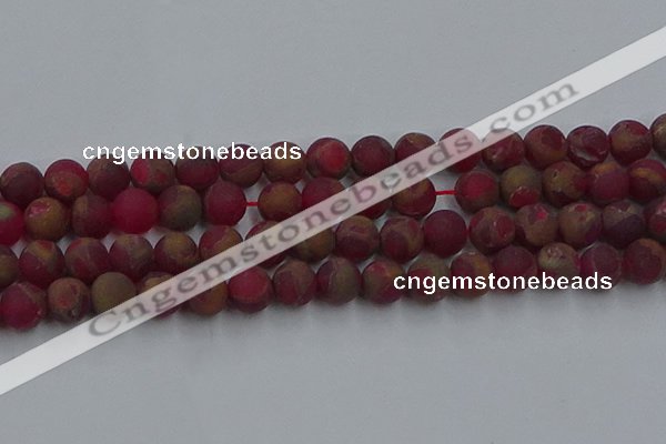 CGO254 15.5 inches 12mm round matte gold multi-color stone beads