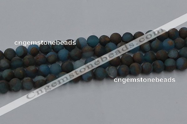 CGO259 15.5 inches 12mm round matte gold multi-color stone beads