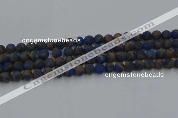CGO262 15.5 inches 8mm round matte gold multi-color stone beads