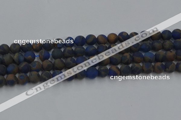 CGO263 15.5 inches 10mm round matte gold multi-color stone beads