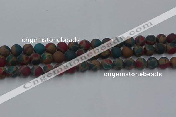 CGO268 15.5 inches 10mm round matte gold multi-color stone beads