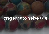 CGO269 15.5 inches 12mm round matte gold multi-color stone beads
