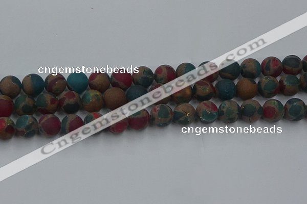 CGO269 15.5 inches 12mm round matte gold multi-color stone beads