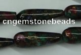 CGO30 15.5 inches 12*40mm teardrop gold multi-color stone beads