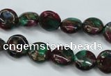 CGO32 15.5 inches 12mm flat round gold multi-color stone beads