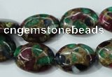 CGO38 15.5 inches 10*14mm oval gold multi-color stone beads