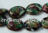 CGO40 15.5 inches 13*18mm oval gold multi-color stone beads