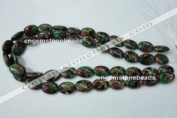 CGO40 15.5 inches 13*18mm oval gold multi-color stone beads