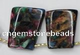 CGO45 Top-drilled 22*28mm trapezoid gold multi-color stone beads