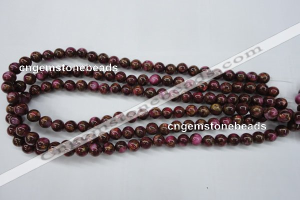 CGO52 15.5 inches 6mm round gold red color stone beads