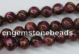 CGO53 15.5 inches 8mm round gold red color stone beads