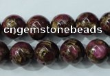 CGO55 15.5 inches 12mm round gold red color stone beads