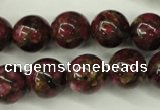 CGO56 15.5 inches 14mm round gold red color stone beads