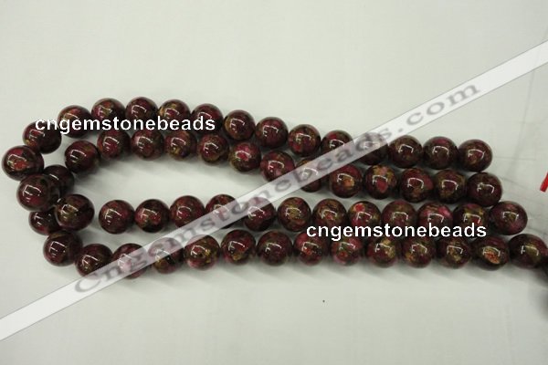 CGO56 15.5 inches 14mm round gold red color stone beads