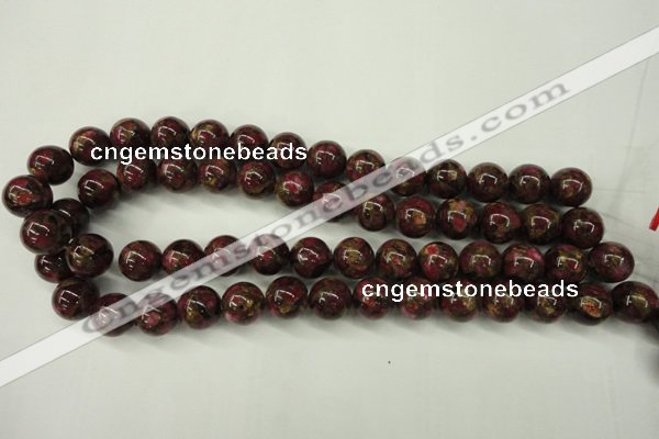 CGO57 15.5 inches 16mm round gold red color stone beads