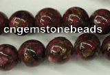 CGO58 15.5 inches 18mm round gold red color stone beads