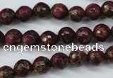 CGO62 15.5 inches 6mm faceted round gold red color stone beads