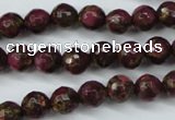 CGO63 15.5 inches 8mm faceted round gold red color stone beads