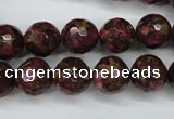 CGO65 15.5 inches 12mm faceted round gold red color stone beads