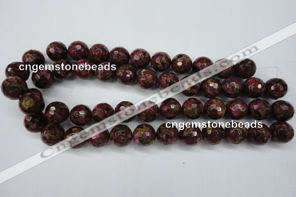 CGO66 15.5 inches 14mm faceted round gold red color stone beads