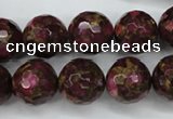 CGO67 15.5 inches 16mm faceted round gold red color stone beads