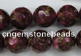 CGO68 15.5 inches 18mm faceted round gold red color stone beads