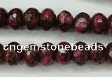 CGO75 15.5 inches 8*12mm faceted rondelle gold red color stone beads