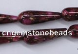 CGO79 15.5 inches 10*30mm teardrop gold red color stone beads