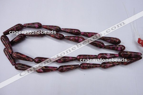 CGO79 15.5 inches 10*30mm teardrop gold red color stone beads